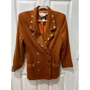 Vtg Lillie Rubin 100% Pure Wool Jacket USA Sz Small Camel Brown Paper Tag